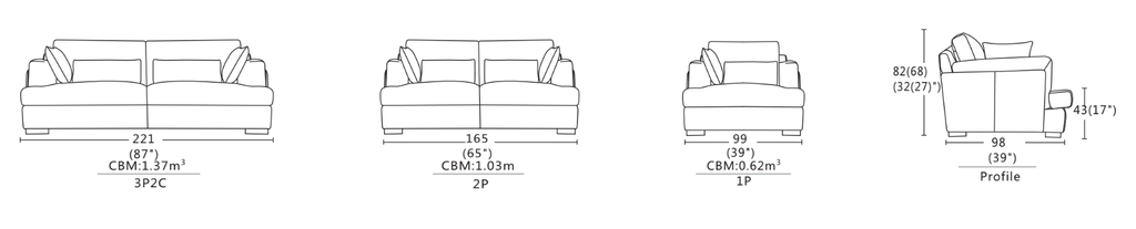 Agatha Sofa / Fixed / Fabric