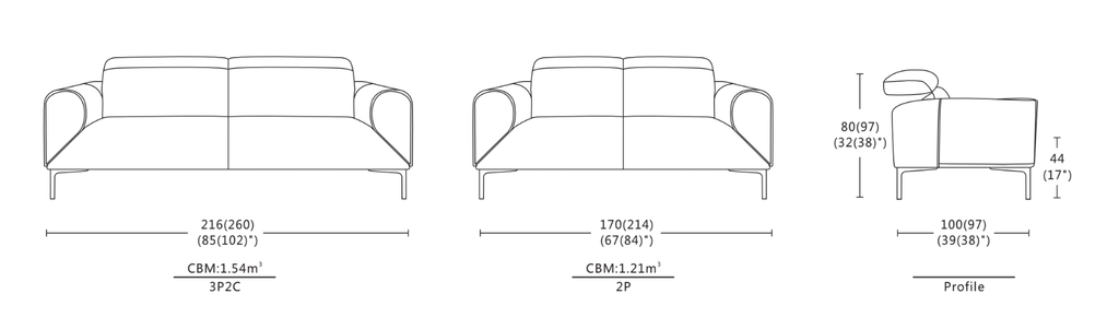 Dimensions of Keone Sofa 