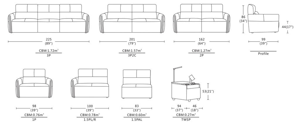 Dimensions of Narciso Sofa